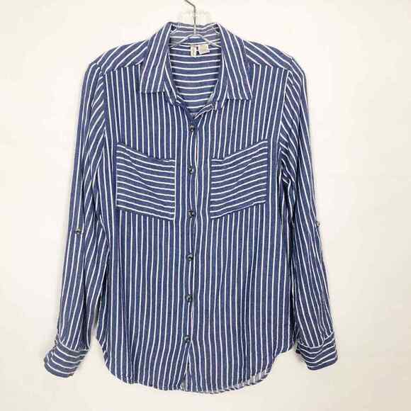 Japna Women's Button Front Striped Shirt Medium - Picture 1 of 9